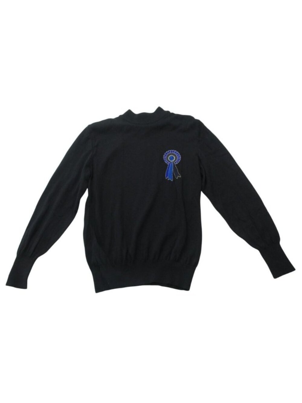 Dior Vintage Knit Sweater Long Sleeve Mock Neck Crest Embroidery Top